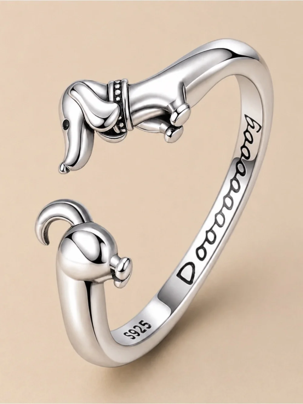 Sterling Silver Dog Cuff Bracelet - Silver